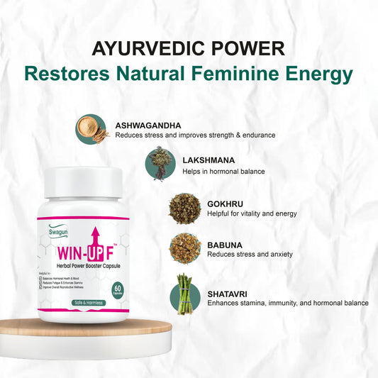 Swagun Win-Up F Women's Hormonal Balance Capsules | Ayurvedic Wellness & Vitality Support | 60 Capsules