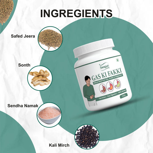 Ayurvedic Digestive Powder for Gas, Acidity & Bloating | Swagun Gas Ki Fakki 100g