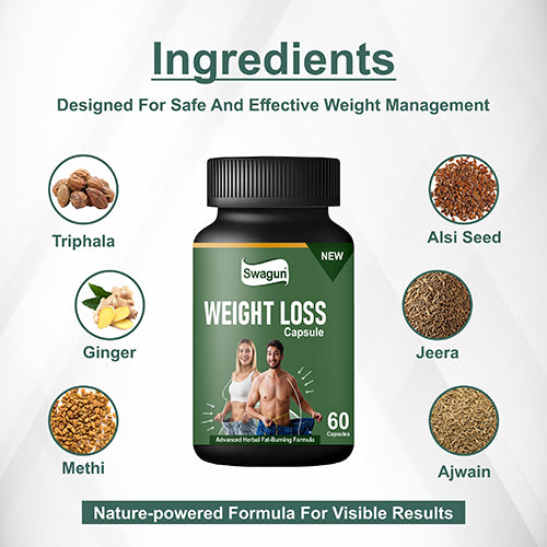 Swagun Weight Loss Capsule | Ayurvedic Herbal Formula for Fat Management & Metabolism Support | 60 Capsules image 1