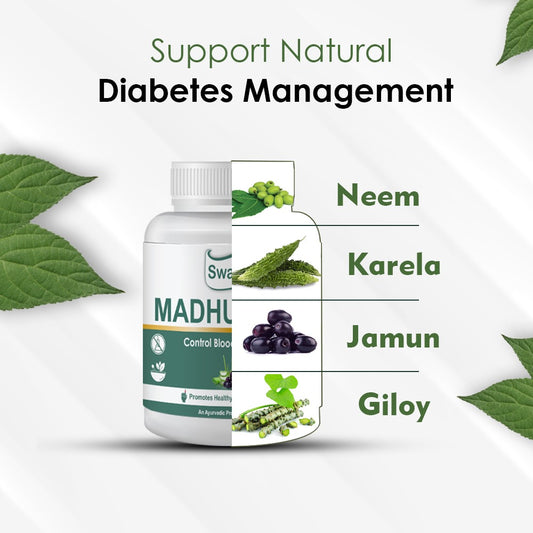 Swagun Madhupatan ayurvedic diabetes capsules with karela jamun neem giloy herbs for natural blood sugar control and diabetes support