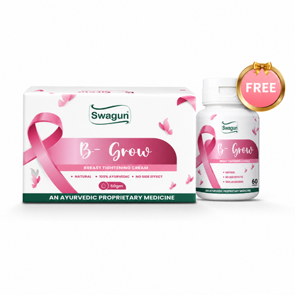 Swagun B-GROW Breast Tightening Cream + FREE B-GROW Capsule | Ayurvedic Breast Firming Cream for Women | Supports Skin Firmness & Elasticity | 50gm