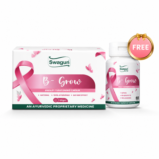 Swagun B-GROW Breast Tightening Cream + FREE B-GROW Capsule | Ayurvedic Breast Firming Cream for Women | Supports Skin Firmness & Elasticity | 50gm