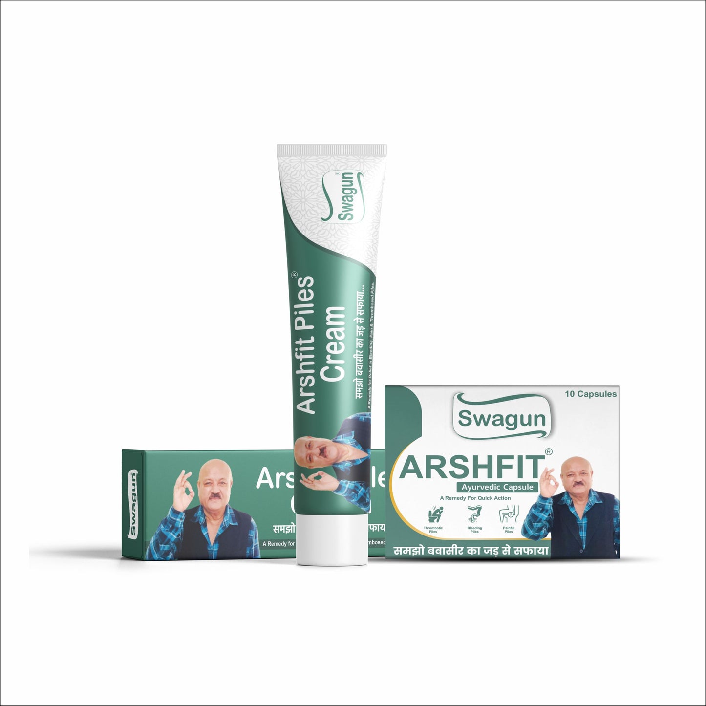 Arshfit Ayurvedic Piles Relief Combo – Capsule & Cream for Hemorrhoids Pain, Itching & Swelling Support