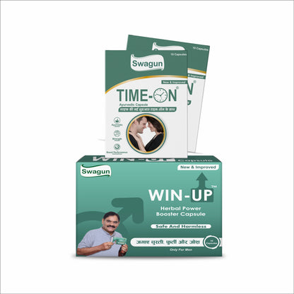 Swagun Men’s Power Combo – Win-Up (1 Pack) + Time-On (2 Pack) | Ayurvedic Stamina, Strength & Performance Support