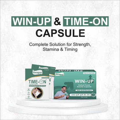 Swagun Men’s Power Combo – Win-Up (1 Pack) + Time-On (2 Pack) | Ayurvedic Stamina, Strength & Performance Support