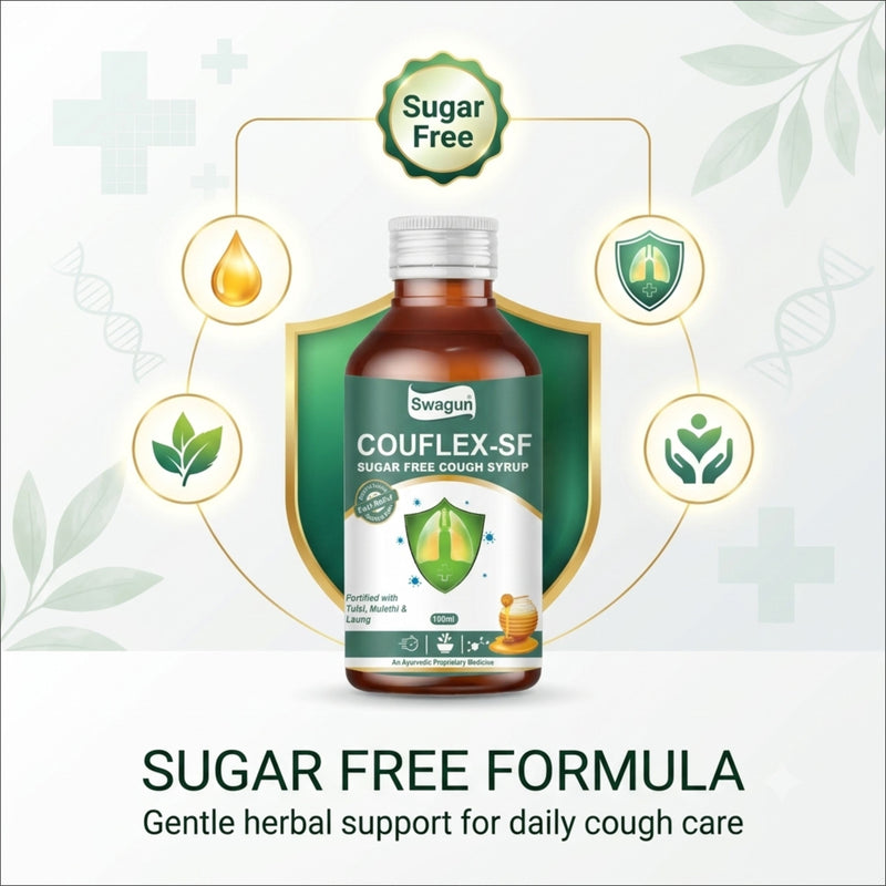 Gentle herbal cough care with a sugar-free formula suitable for daily wellness support.