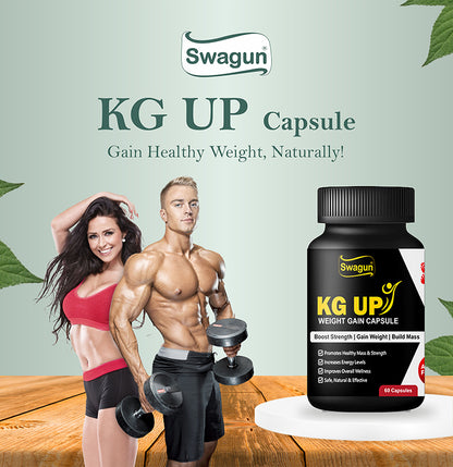 KG UP Ayurvedic Weight Gain Capsules | Best Weight Gainer Ayurvedic Medicine | No side effects and easy to use for gain weight | (Pack Of 60 Capsules in a Jar) image 3