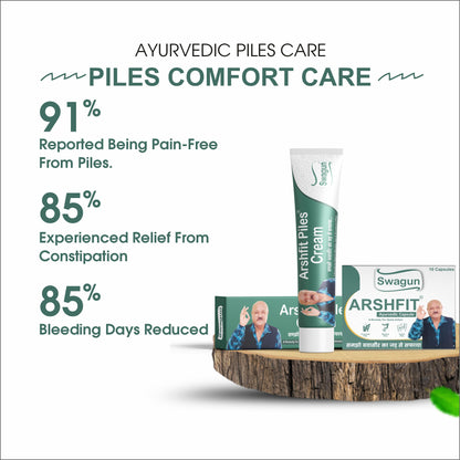 Arshfit Ayurvedic Piles Relief Combo – Capsule & Cream for Hemorrhoids Pain, Itching & Swelling Support