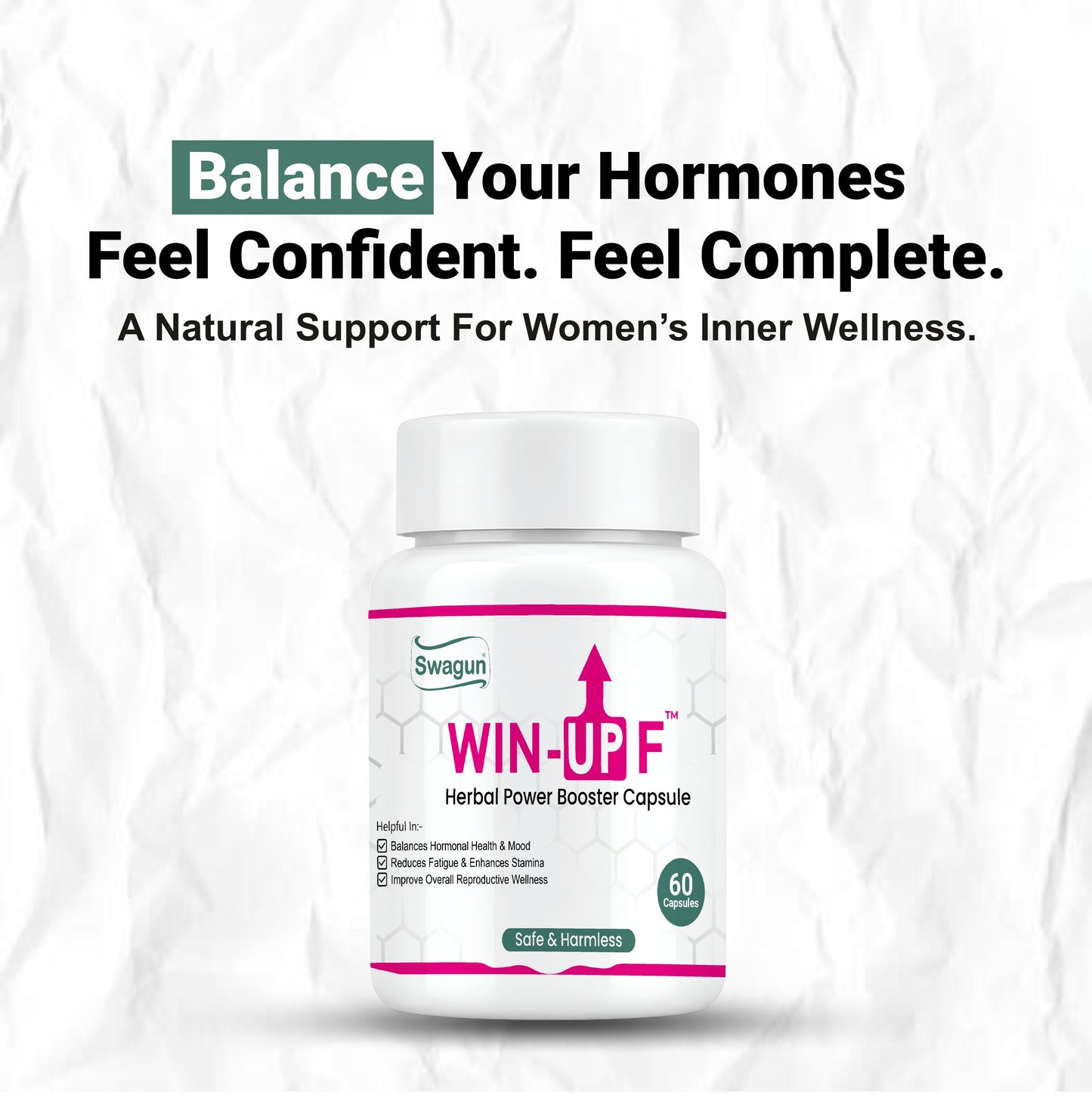Swagun Win-Up F Women's Hormonal Balance Capsules | Ayurvedic Wellness & Vitality Support | 60 Capsules