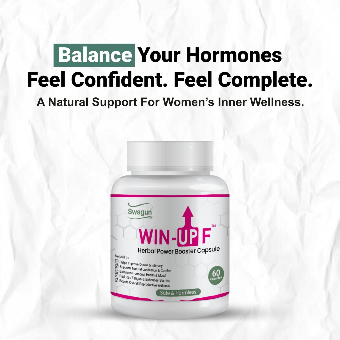 Swagun Win-Up F Women's Hormonal Balance Capsules | Ayurvedic Wellness & Vitality Support | 60 Capsules