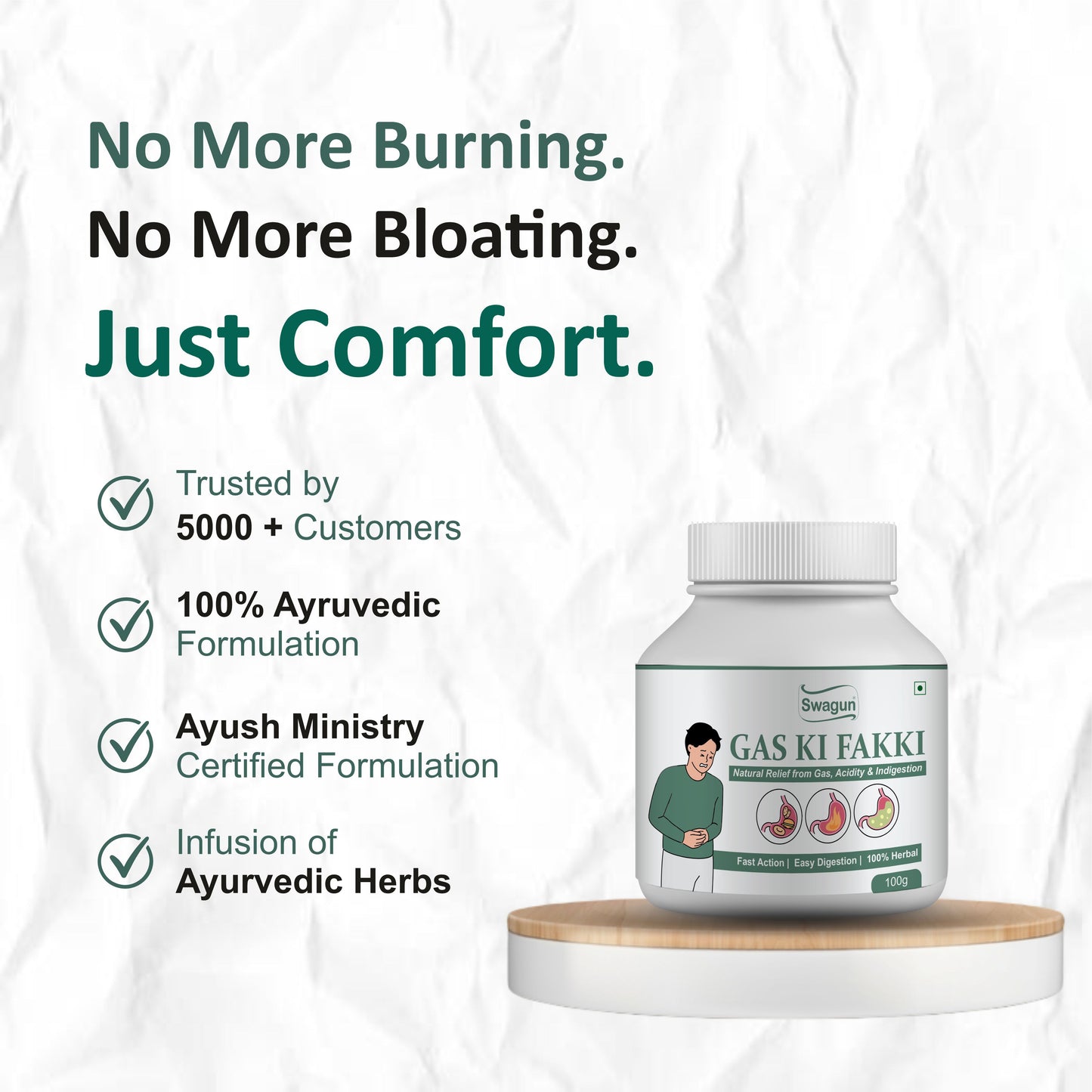 Ayurvedic Digestive Powder for Gas, Acidity & Bloating | Swagun Gas Ki Fakki 100g