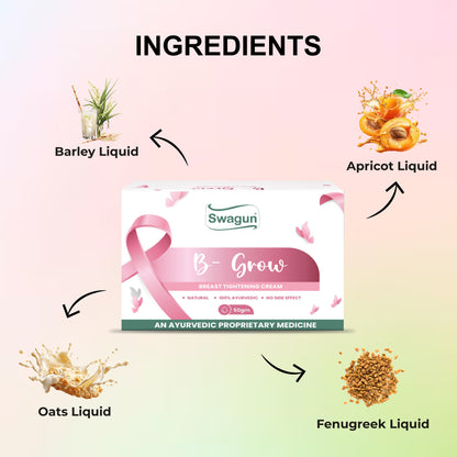 Swagun B-GROW Breast Tightening Cream | Ayurvedic Breast Firming Cream for Women | Supports Breast Firmness, Skin Elasticity & Natural Shape | 50gm