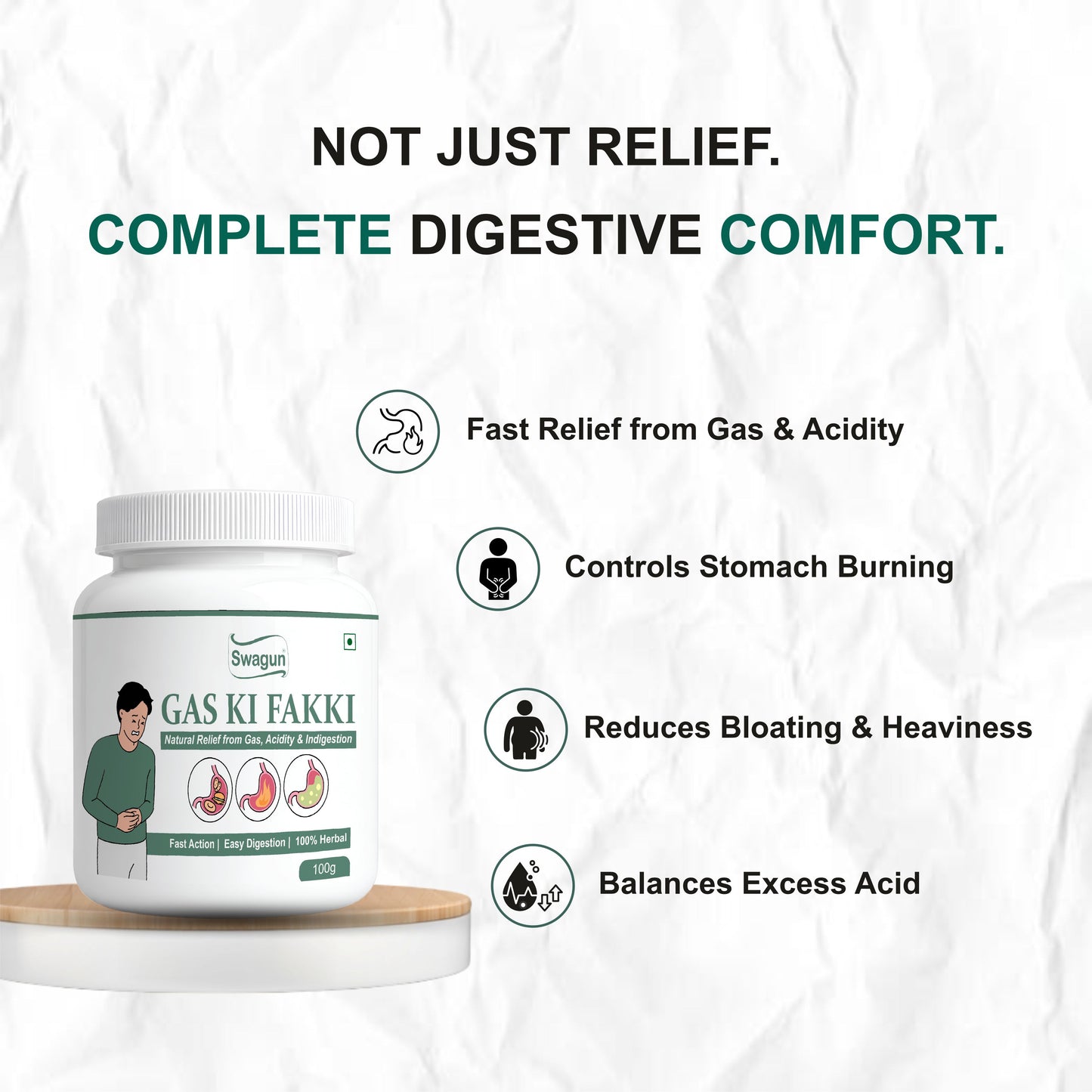 Ayurvedic Digestive Powder for Gas, Acidity & Bloating | Swagun Gas Ki Fakki 100g