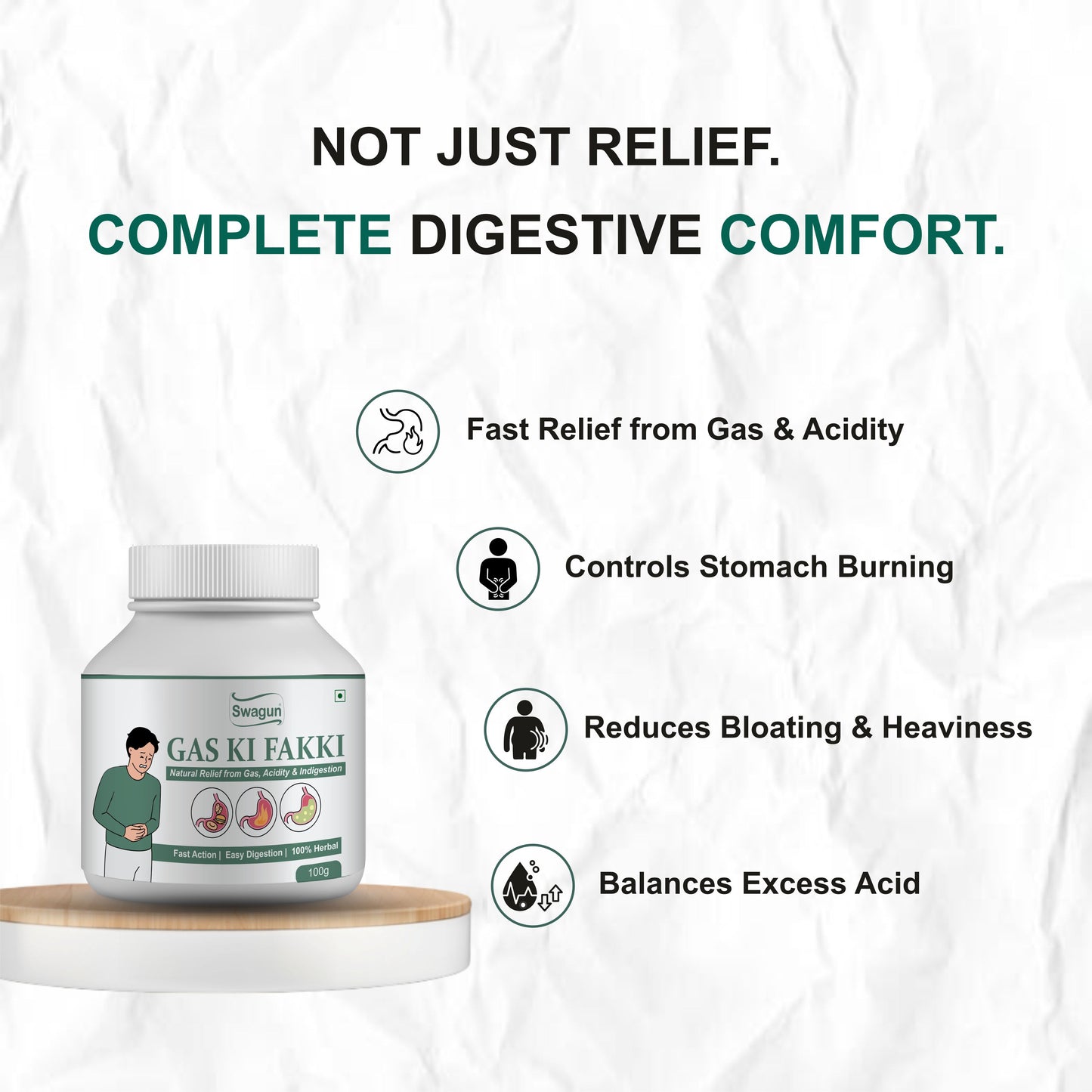 Ayurvedic Digestive Powder for Gas, Acidity & Bloating | Swagun Gas Ki Fakki 100g