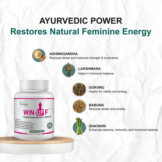 Swagun Win-Up F Women's Hormonal Balance Capsules | Ayurvedic Wellness & Vitality Support | 60 Capsules