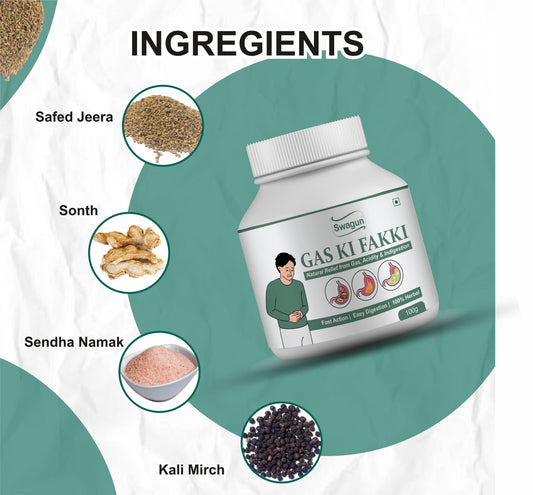 Ayurvedic Digestive Powder for Gas, Acidity & Bloating | Swagun Gas Ki Fakki 100g