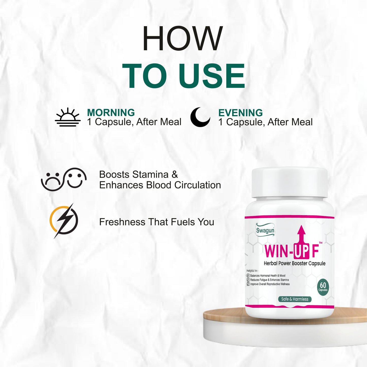 Swagun Win-Up F Women's Hormonal Balance Capsules | Ayurvedic Wellness & Vitality Support | 60 Capsules