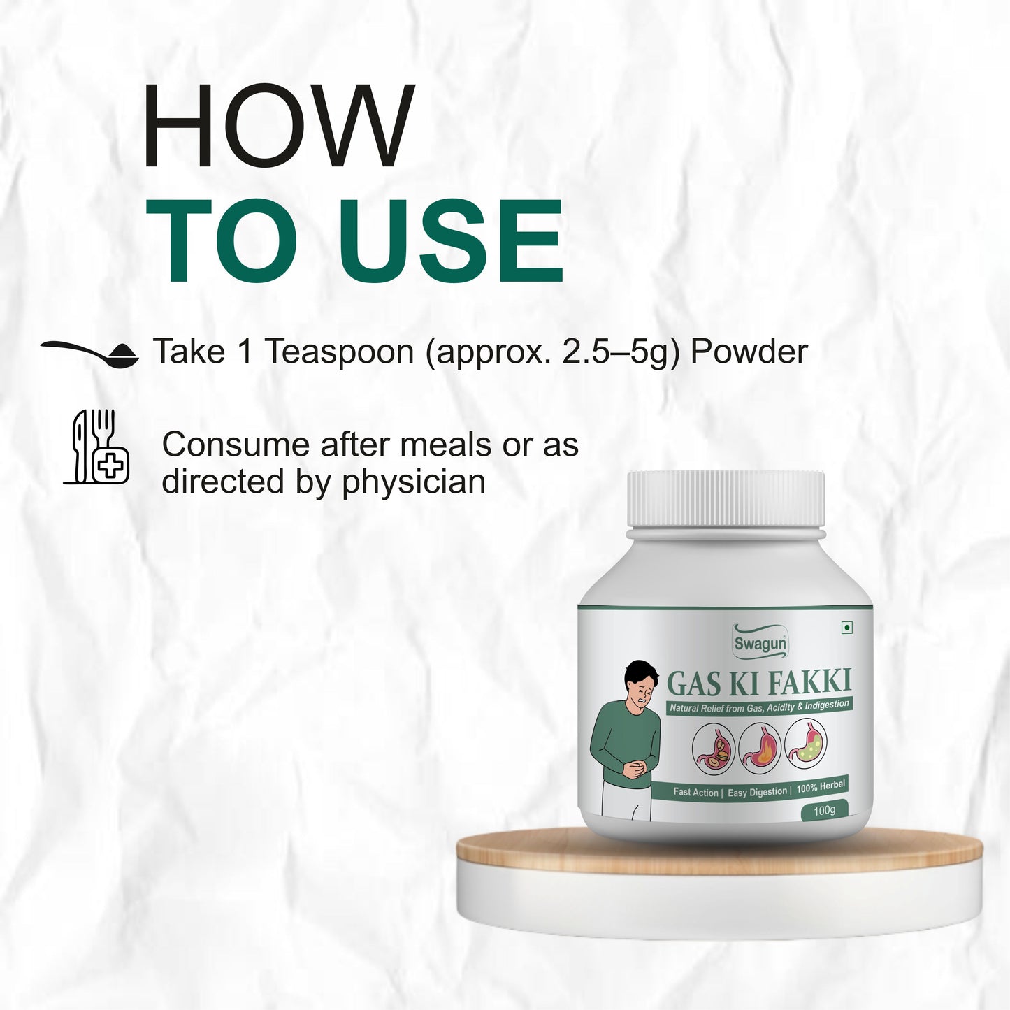 Ayurvedic Digestive Powder for Gas, Acidity & Bloating | Swagun Gas Ki Fakki 100g