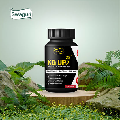 KG UP Ayurvedic Weight Gain Capsules | Best Weight Gainer Ayurvedic Medicine | No side effects and easy to use for gain weight | (Pack Of 60 Capsules in a Jar) image 0