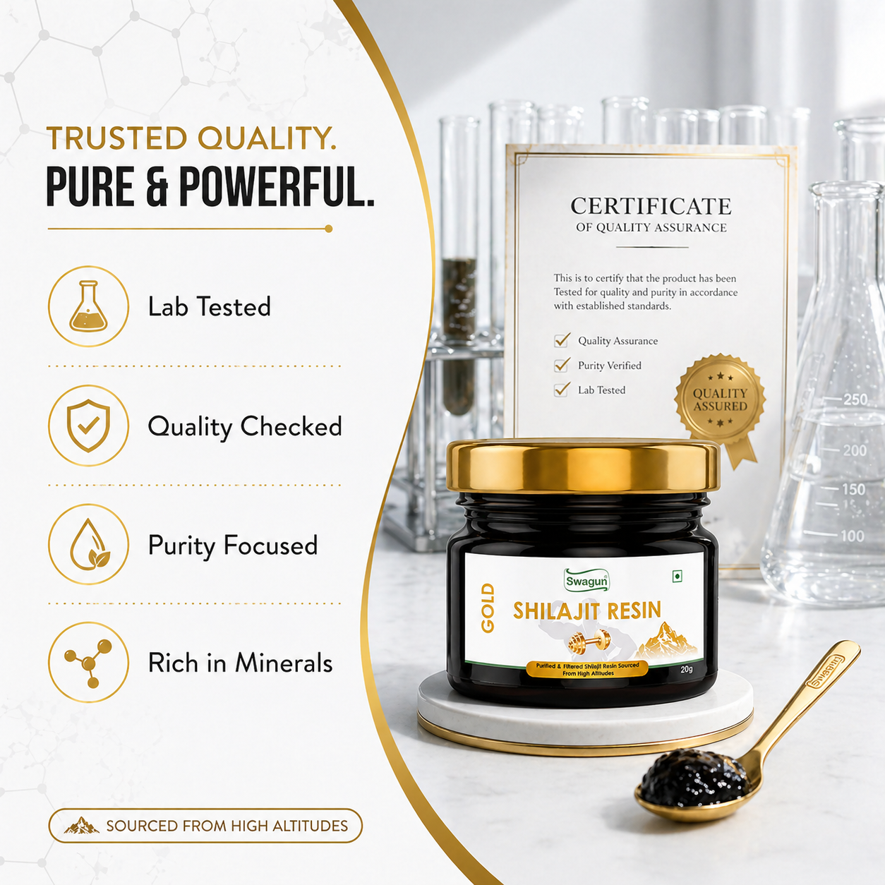 Swagun Gold Shilajit Resin – Pure Himalayan Strength & Energy Support