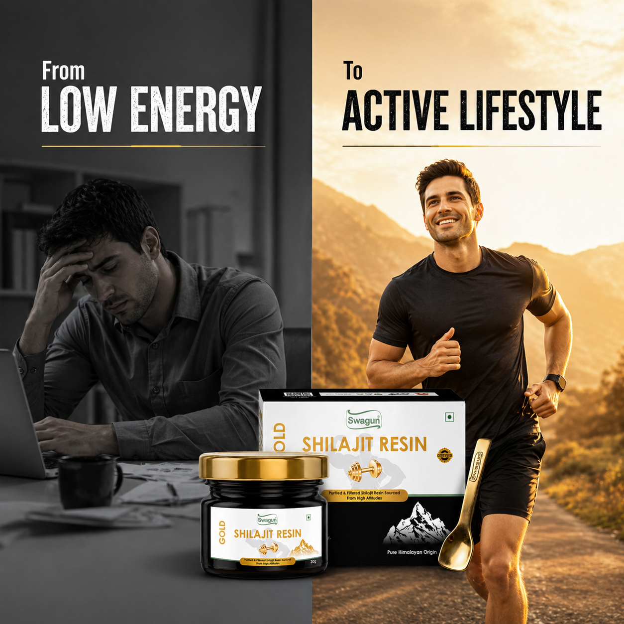 Swagun Gold Shilajit Resin – Pure Himalayan Strength & Energy Support