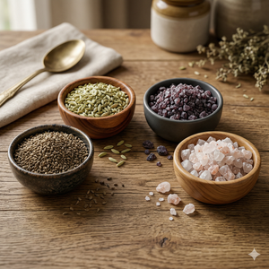 Ajwain, Saunf, Kala Namak & Sendha Namak