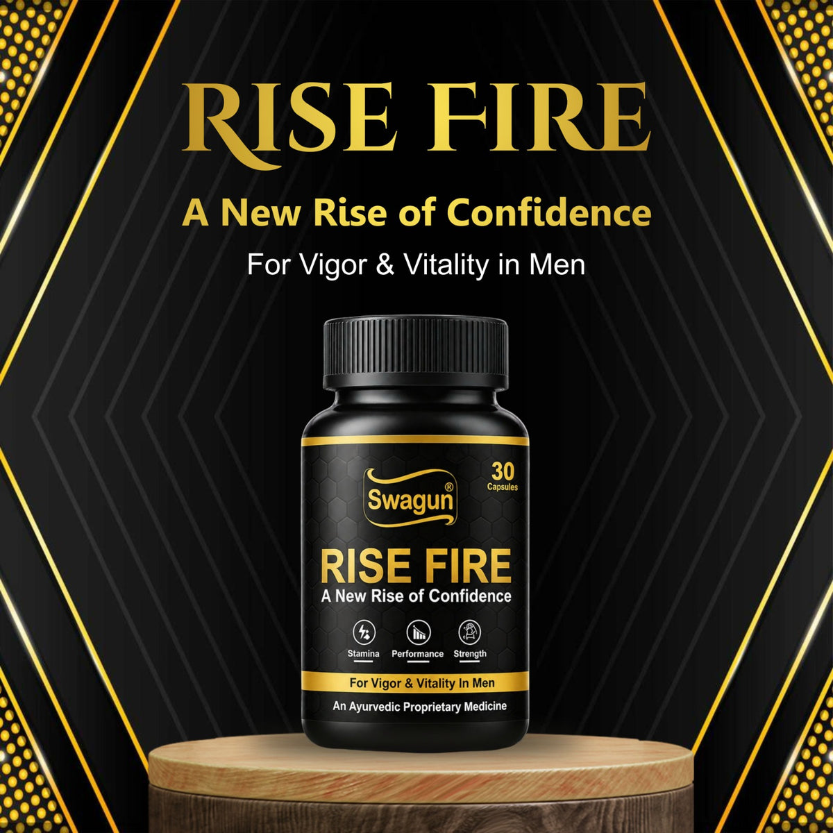 Swagun Rise Fire – Ayurvedic Capsules for Men's Vigor, Stamina & Vitality | 30 Capsules