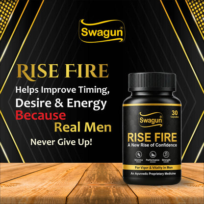 Swagun Rise Fire – Ayurvedic Capsules for Men's Vigor, Stamina & Vitality | 30 Capsules