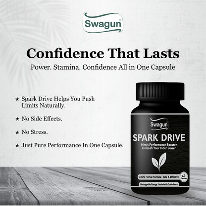 Swagun Spark Drive – Men's Performance Booster | 100% Herbal Formula | 60 Capsules