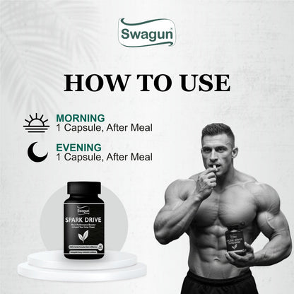 Swagun Spark Drive – Men's Performance Booster | 100% Herbal Formula | 60 Capsules