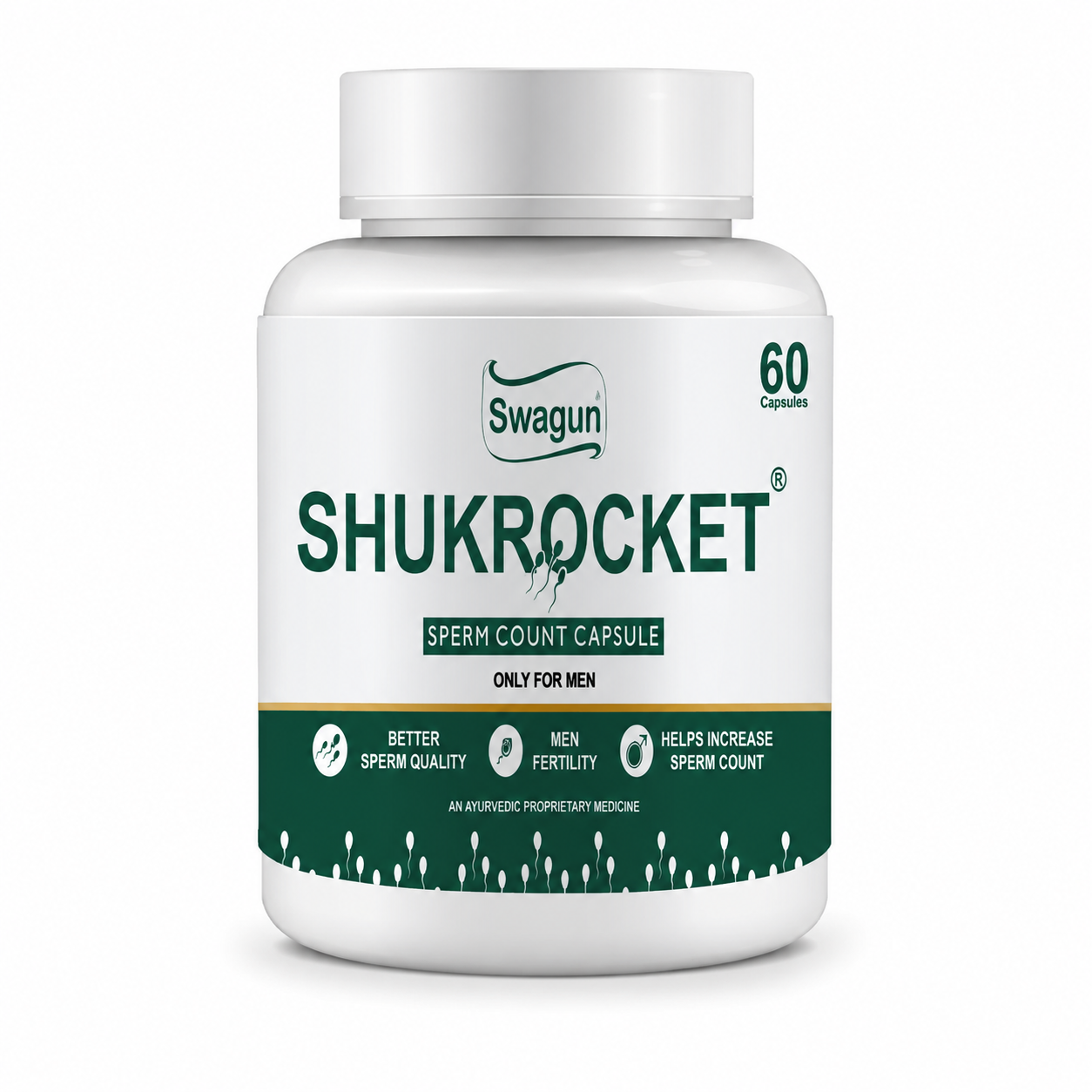 Shukrocket Ayurvedic Sperm Count Health Capsules for Men | Male Fertility Support | Swagun-60 Cap.