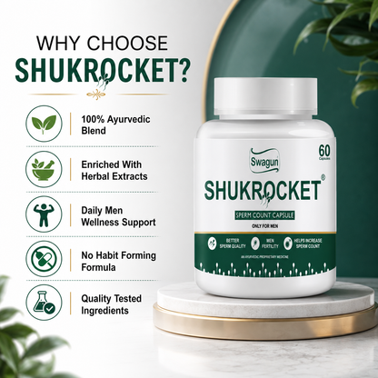 Shukrocket Ayurvedic Sperm Count Health Capsules for Men | Male Fertility Support | Swagun-60 Cap.