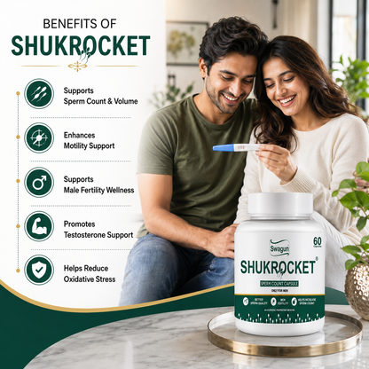 Shukrocket Ayurvedic Sperm Count Health Capsules for Men | Male Fertility Support | Swagun-60 Cap.