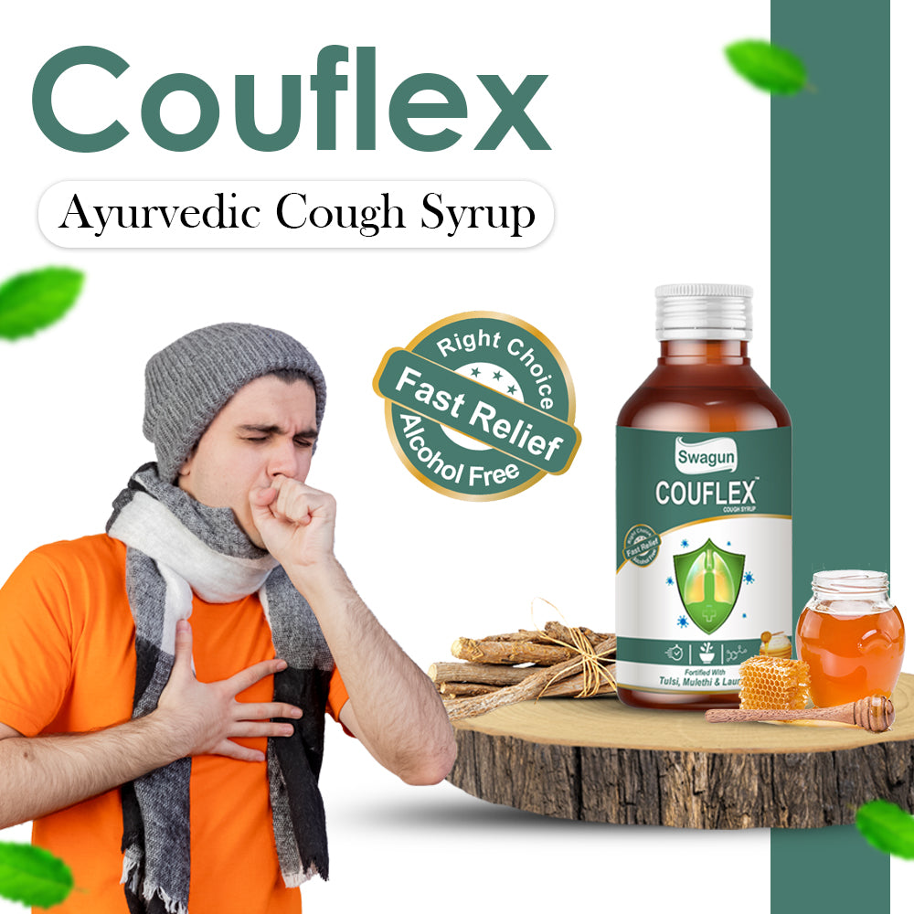 Couflex natural herbal cough syrup for cough cold and throat irritation with tulsi mulethi honey
