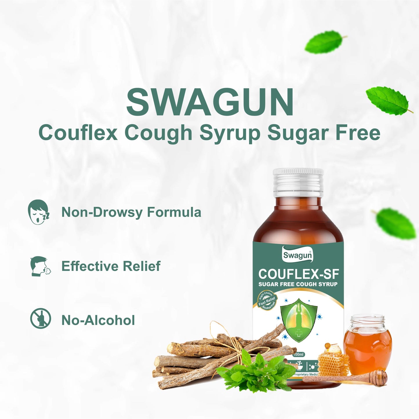 Swagun Couflex-SF Ayurvedic Sugar Free Cough Syrup for Dry & Wet Cough Relief