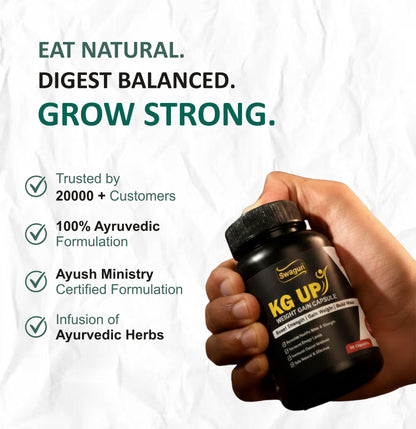Swagun KG UP Ayurvedic Weight Gain Capsules for Healthy Muscle & Appetite –  60 Capsules