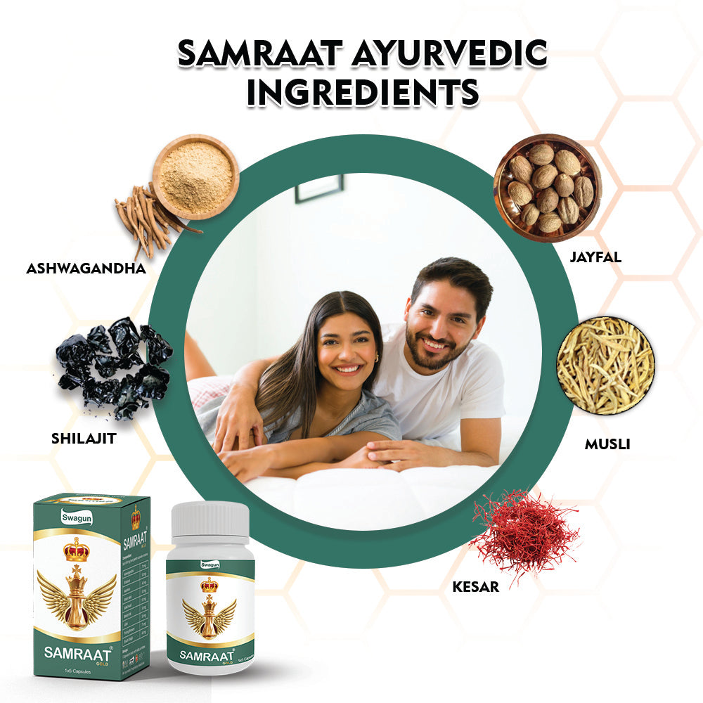 Ayurvedic stamina capsules ingredients including shilajit ashwagandha safed musli jaifal and kesar herbal vitality formula