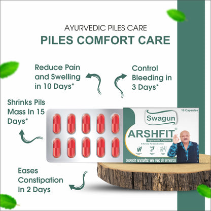 Swagun Arshfit Ayurvedic piles capsule benefits for piles pain relief bleeding piles control and constipation relief