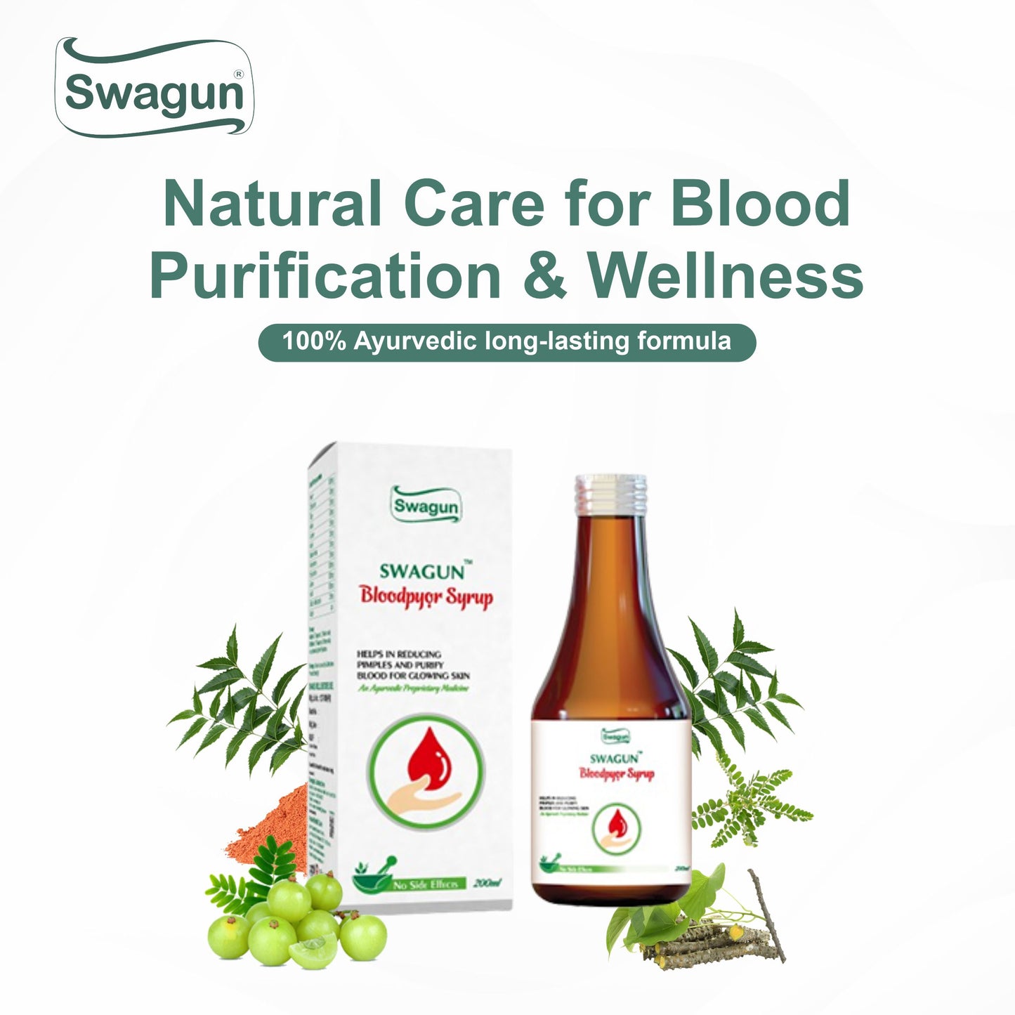 Swagun ayurvedic blood purifier syrup for pimples acne skin detox natural herbal formula