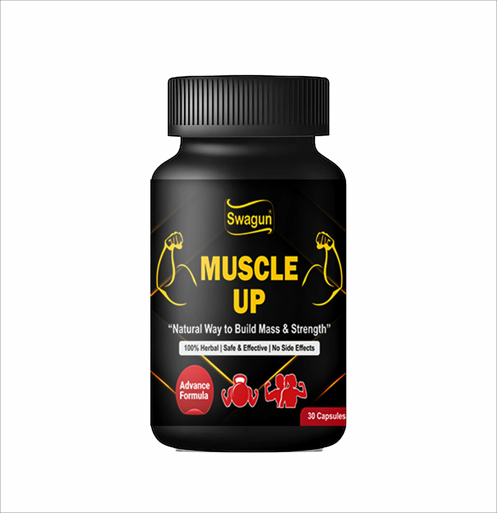 Swagun Ayurvedic Muscle Gainer Capsules 30 count bottle front view