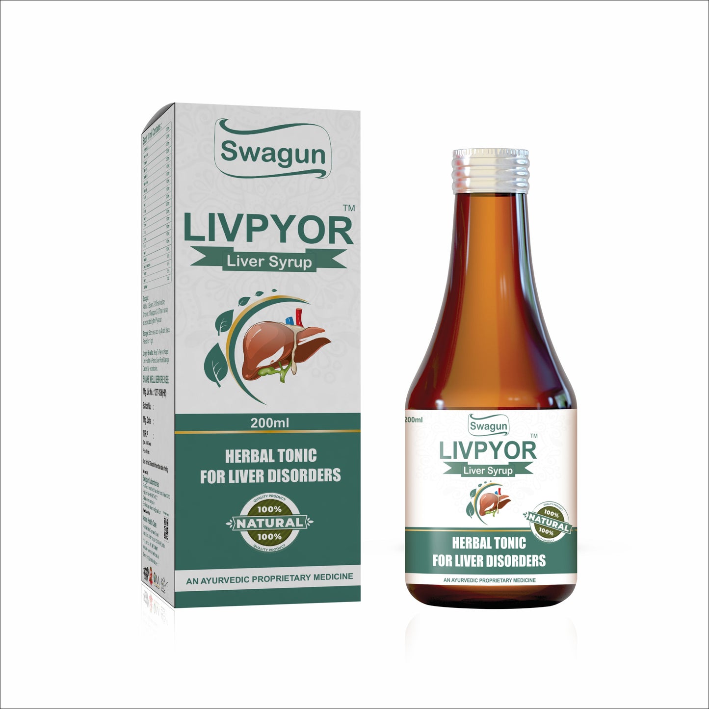 Swagun Livpyor Ayurvedic Liver Syrup 200ml herbal liver tonic for fatty liver detox and liver health support