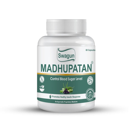 Swagun Madhupatan Ayurvedic diabetes capsules for blood sugar control with karela jamun giloy herbal formula