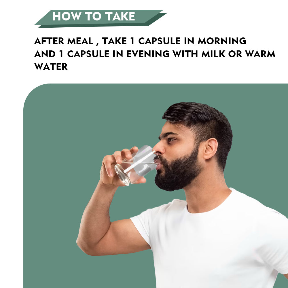 How to use Time-On ayurvedic vitality capsule with water or milk as part of daily herbal wellness routine