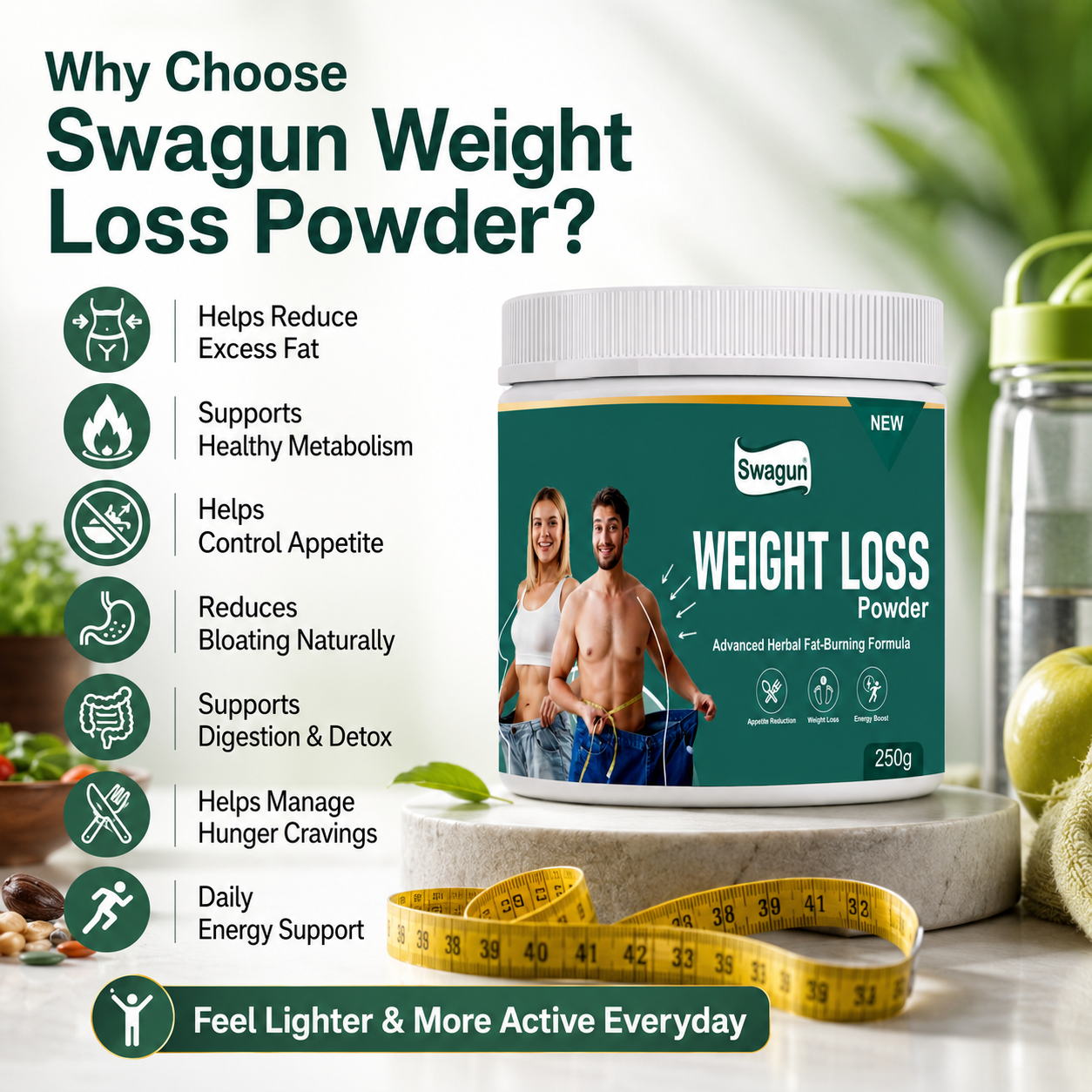 Herbal weight loss powder supporting metabolism and appetite management
