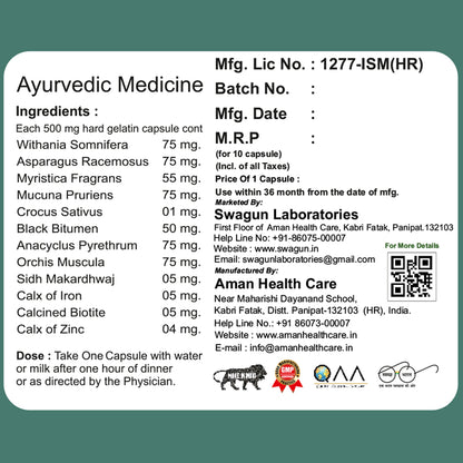 Win Up herbal capsule Ayurvedic medicine label showing ingredients and product information