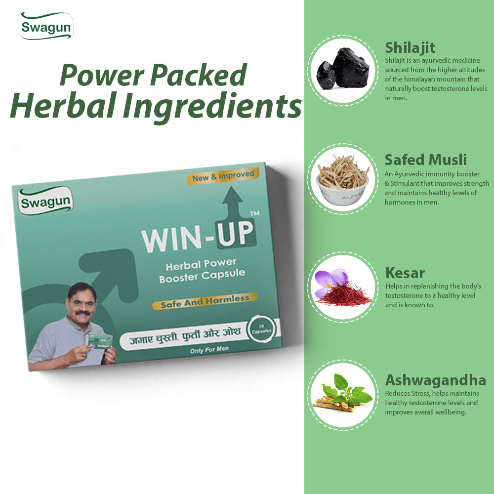 Win Up capsule Ayurvedic herbal ingredients including natural herbs used in traditional wellness formula