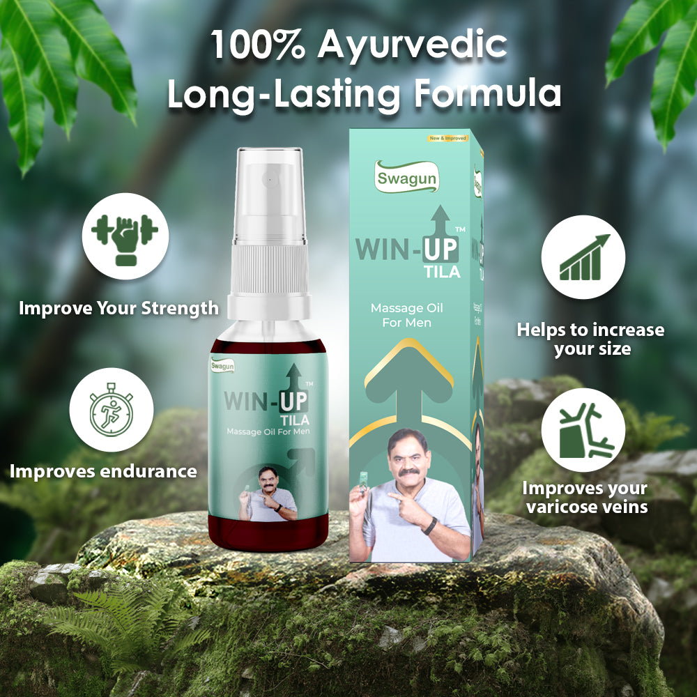 Win Up Tila Ayurvedic herbal massage oil for men long lasting formula natural men wellness oil improves strength endurance and relaxation