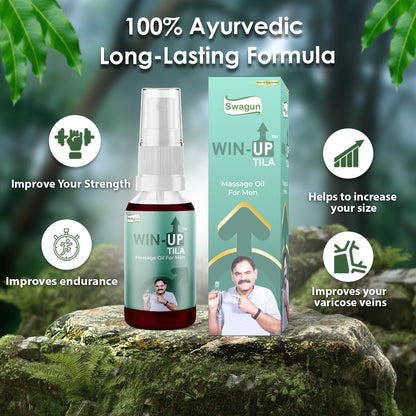 Win Up Tila Ayurvedic herbal massage oil for men long lasting formula natural men wellness oil improves strength endurance and relaxation