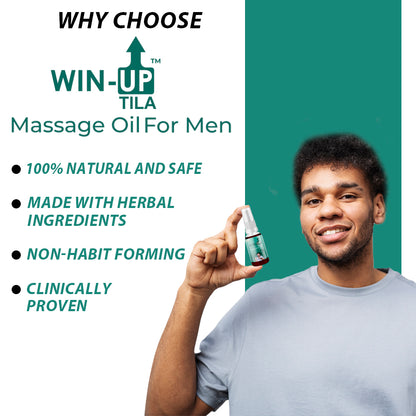 Win Up Tila herbal massage oil for men natural Ayurvedic men wellness oil with herbal ingredients and product benefits